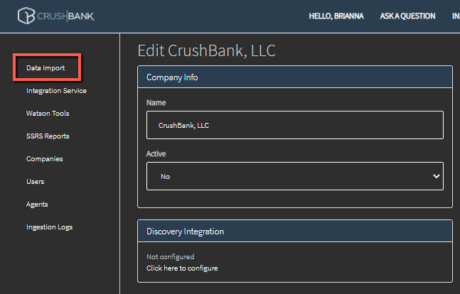 Crushbank data import