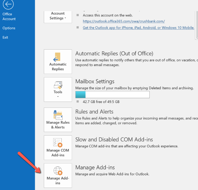 Outlook add-in desktop version